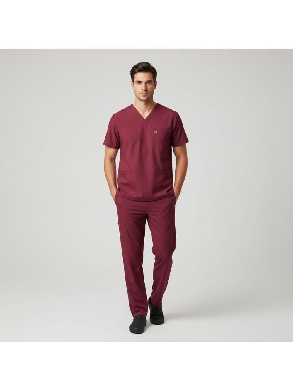 WonderWink Wine Modern Fit Scrub Top Size Small